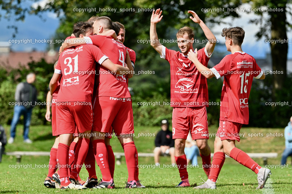 SV Rothentuhurn vs. URC Thal Assling | #10 Thomas Platzer SV Rothenthurn, #20 Andreas Allmayer SV Rothenthurn, Jubel SV Rothenthurn, #9 Grega Gorisek SV Rothenthurn, SV Rothentuhurn vs. URC Thal Assling, SV Rothentuhurn vs. URC Thal Assling am 15.09.2024 in Rothenthurn (Sportplatz Rothenthurn), Austria, (Photo by Bernd Stefan)