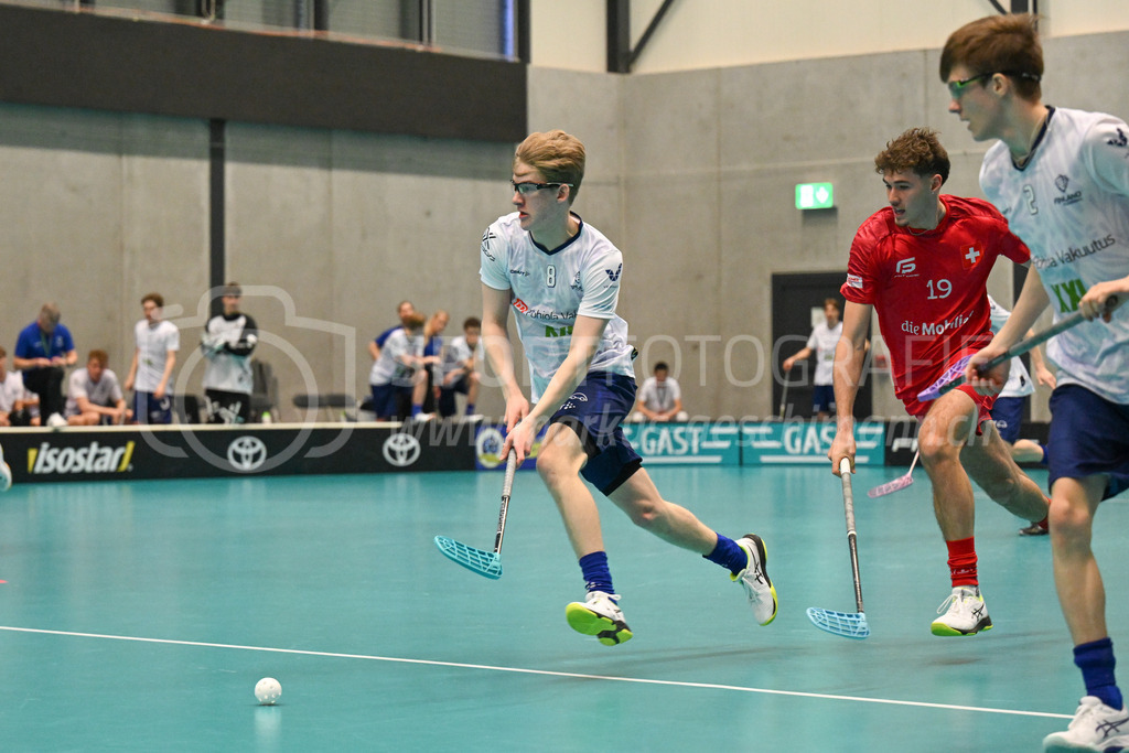 Switzerland B U19 vs Finland U19 - 2. February 2024 | Switzerland B U19 vs Finland U19
U19 Men International Matches in Switzerland
GoEasy Arena, Siggenthal Station
Finland defender #8 Martin Carlsson.
Credit: Markus Aeschimann | <a href="https://www.markus-aeschimann.ch">Sportfotografie Markus Aeschimann</a> | <a href="https://www.instagram.com/sportfotografie.aeschimann">@sportfotografie.aeschimann</a> - Realisiert mit Pictrs.com