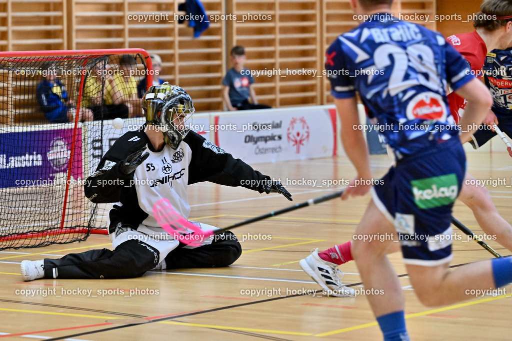 VSV Unihockey vs. KAC Floorball | #55 Maximilian Obereder KAC Floorball, VSV Unihockey vs. KAC Floorball, VSV Unihockey vs. KAC Floorball am 12.04.2025 in Villach (Ballspielhalle St. Martin), Austria, (Photo by Bernd Stefan)
