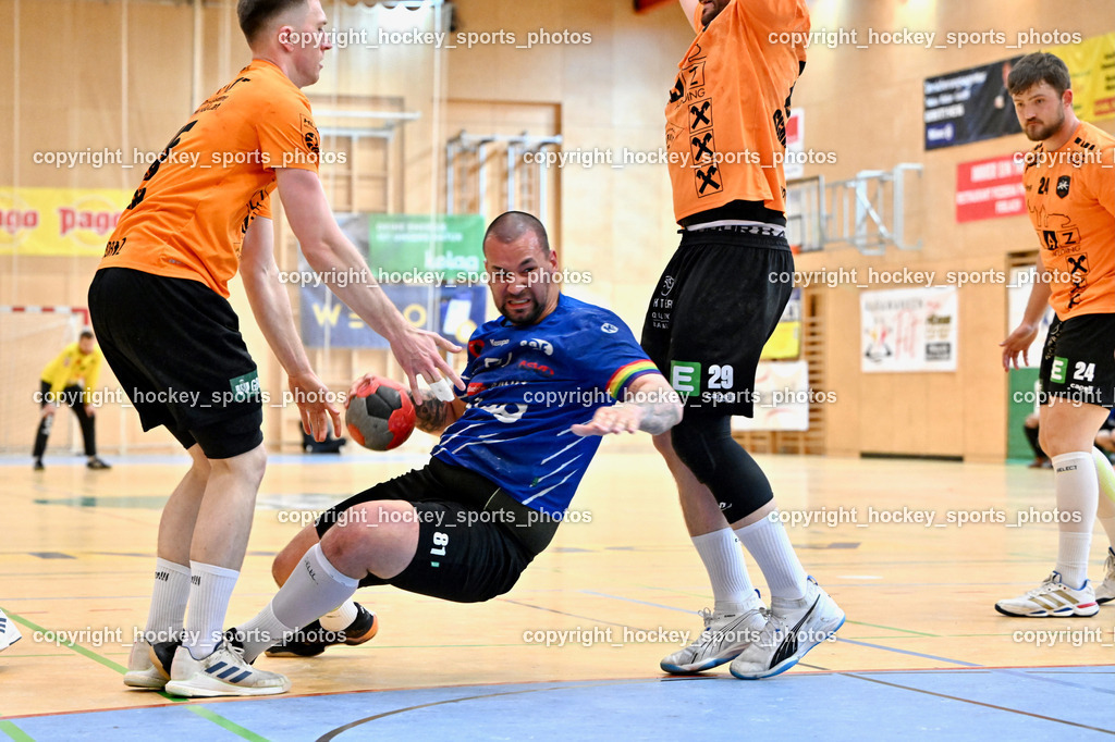 SC Ferlach vs. HSG Holding Graz | #15 OFFNER Paul HSG Graz, #81 Milicevic Micha SC Ferlach, #24 SCHIMMEL Florian HSG Graz, #29 SCHWEIGHOFER Lukas HSG Graz, SC Ferlach vs. HSG Holding Graz, SC Ferlach vs. HSG Holding Graz am 24.05.2025 in Ferlach (Ballspielhalle Ferlach), Austria, (Photo by Bernd Stefan)