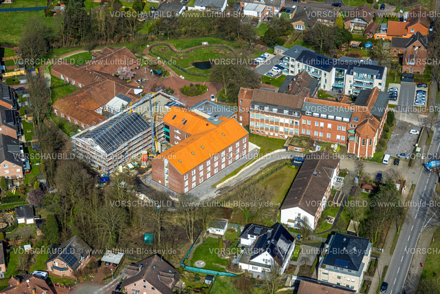 Schermbeck240310203 | Luftbild, Baustelle mit Neubau am Caritas Altenheim und Pflegeeinrichtung Marienheim, Haus Kilian Wohnheim, Schermbeck, Ruhrgebiet, Nordrhein-Westfalen, Deutschland