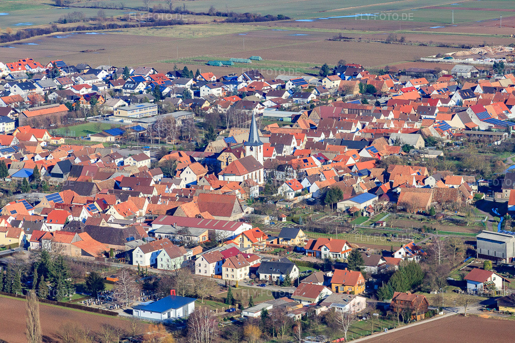 Luftbild: Ortsansicht von Südwesten in Ottersheim bei Landau im Bundesland Rheinland-Pfalz in Deutschland.Foto: IMG_37017.jpg vom 16.01.2011 durch Werner Riehm/FLY-FOTO.deAuflösung des Originals: 4752 x 3168 px