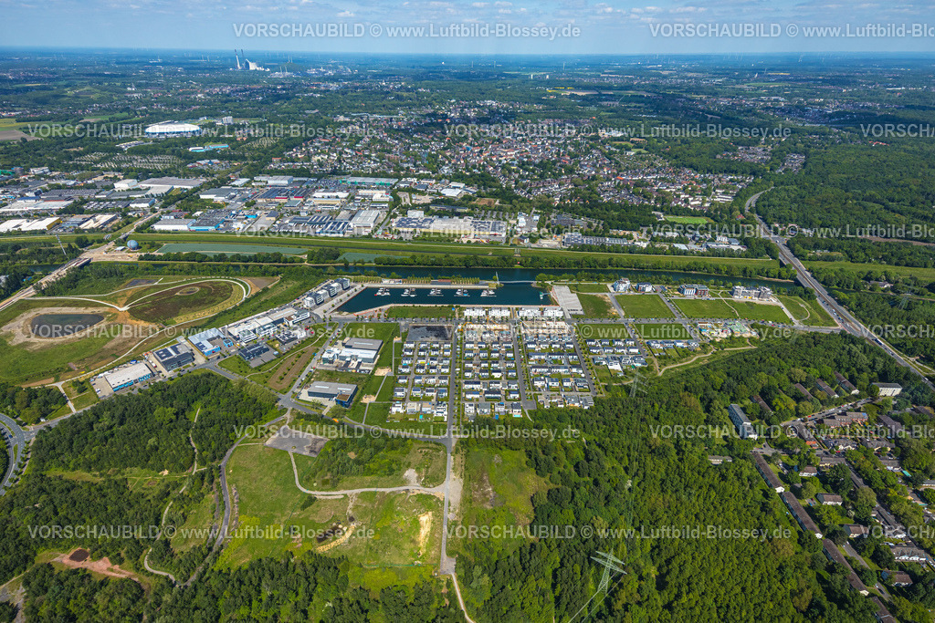 Gelsenkirchen230511195 | Luftbild, Yachthafen Stölting Marina, Hafenquartier Graf Bismarck, Gewerbegebiet Emscherstraße, Bismarck, Gelsenkirchen, Ruhrgebiet, Nordrhein-Westfalen, Deutschland