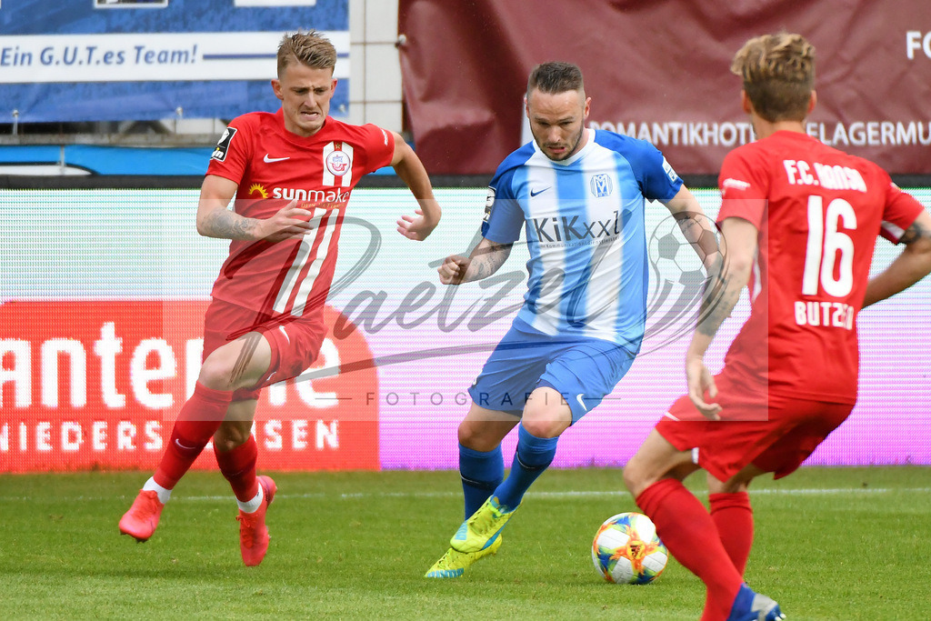 SVMFCH20200606_0014 | Fussball, Herren: Nico Neidhart (FC Hansa Rostock) und Marius Kleinsorge (SV Meppen) im Zweikampf bei dem Spiel der 3. Liga zwischen SV Meppen und FC Hansa Rostock in der Haensch-Arena am 06.06.2020 in Meppen, Deutschland.DFB / DFL REGULATIONS PROHIBIT ANY USE OF PHOTOGRAPHS AS IMAGE SEQUENCES AND/OR QUASI-VIDEO. - Realisiert mit Pictrs.com