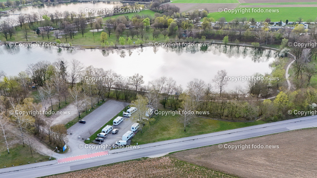 Pichlingersee_ Roma_ Sinti_ Camping_ Linz_ 27.03.2024-10 | 27.03.2024, Pichlingersee, AUT, Roma, Sinti, Camping, Durchreiseplatz, im Bild Campingflaeche, Wohnwagen, Drohne