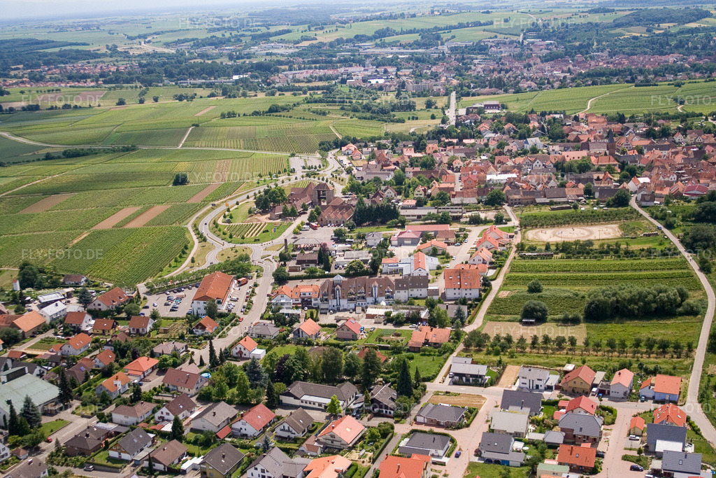 Luftbild: Weintor von Norden im Ortsteil Schweigen in Schweigen-Rechtenbach im Bundesland Rheinland-Pfalz in Deutschland. Foto: IMG_11137.jpg vom 14.06.2008 durch Werner Riehm/FLY-FOTO.de