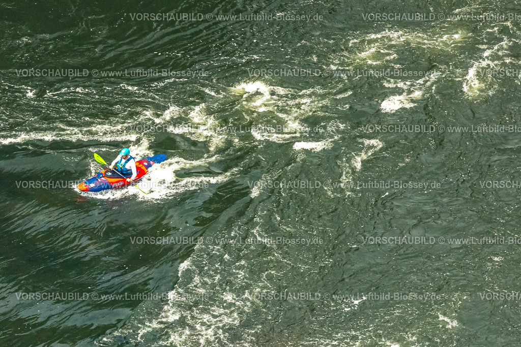 Hattingen250517124 | Luftbild, Kajakfahrer auf dem Fluss Ruhr und Stromschnellen, Hattingen, Ruhrgebiet, Nordrhein-Westfalen, Deutschland
