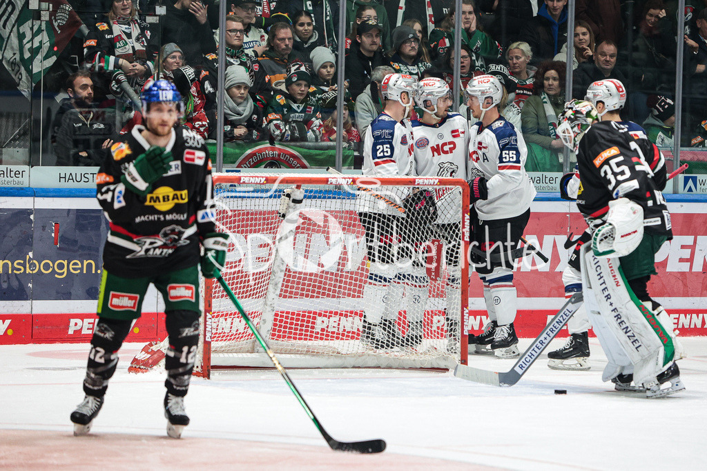 Augsburger Panther - Nürnberg ICE Tigers | Die Gaeste juebeln ueber das Tor zum 1-2 durch Tim FLEISCHER (NIT #19)