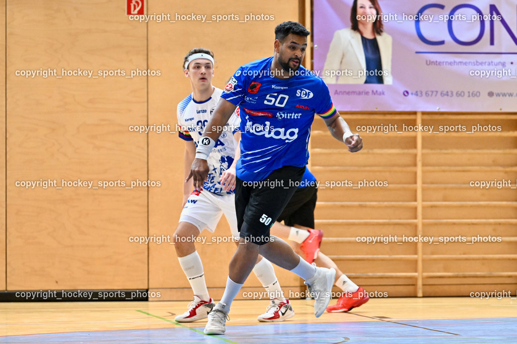 SC Ferlach vs. ALPLA HC Hard | #50 GONZALEZ-MARTINEZ Adonis SC Ferlach, SC Ferlach vs. ALPLA HC Hard, SC Ferlach vs. ALPLA HC Hard am 05.04.2025 in Ferlach (Ballspielhalle Ferlach), Austria, (Photo by Bernd Stefan)