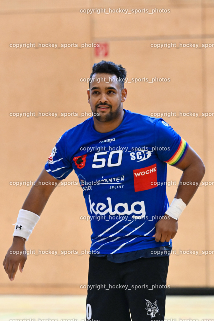 SC Ferlach vs. HC Linz AG 11.10.2023 | #50 GONZALEZ-MARTINEZ Adonis SC Ferlach, SC Ferlach vs. HC Linz AG 11.10.2023, SC Ferlach vs. HC Linz AG am 11.10.2023 in Ferlach (Ballspielhalle Ferlach), Austria, (Photo by Bernd Stefan)