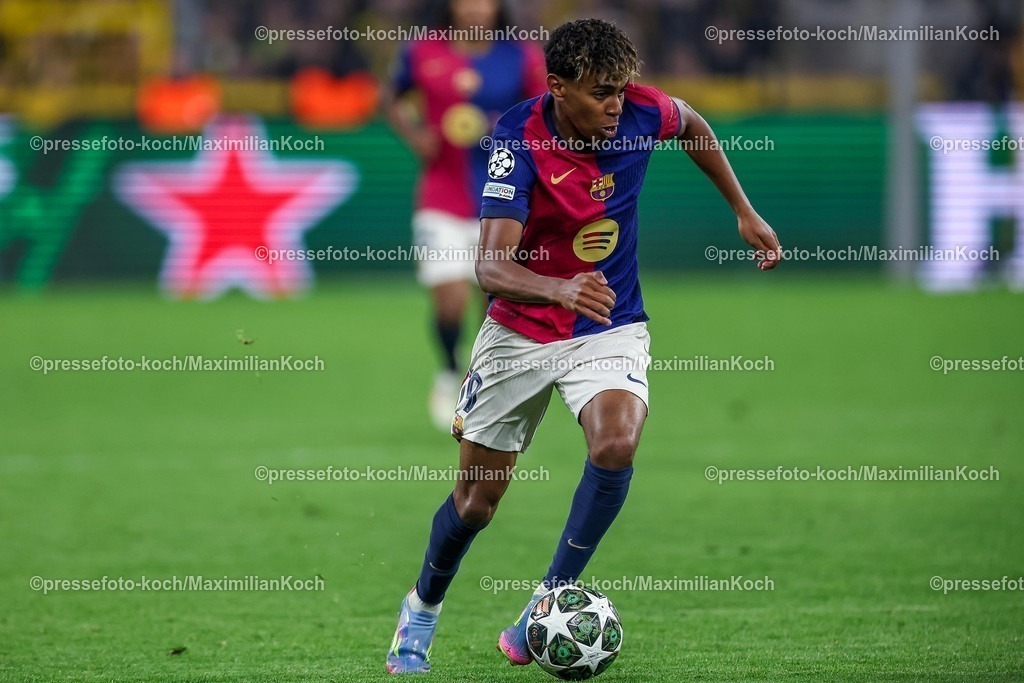 UCL1504251163 | 15.04.2025, Fußball, UEFA Champions League, Borussia Dortmund - FC Barcelona, BVB Stadion, Viertelfinale, Saison 2024 2025: Lamine Yamal (FC Barcelona #19) Regulations prohibit any use of photographs as image sequences and or quasi-video.