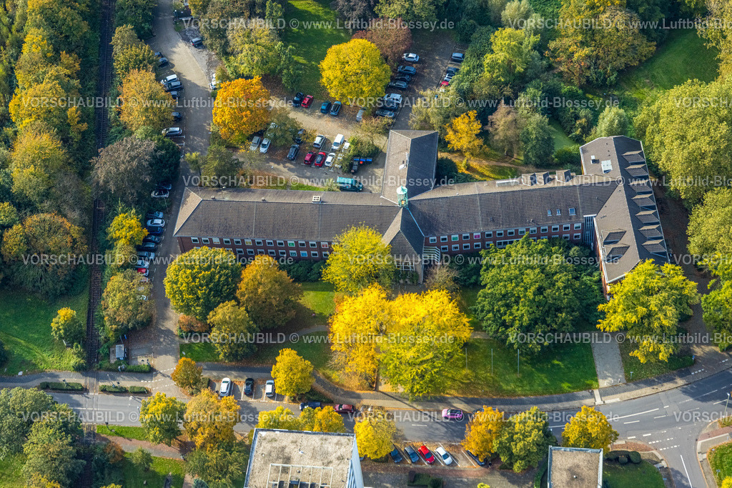 Neukirchen-Vluyn241013255 | Luftbild, Rathaus Stadtverwaltung Neukirchen-Vluyn, herbstliche Bäume, Neukirchen, Neukirchen-Vluyn, Ruhrgebiet, Nordrhein-Westfalen, Deutschland