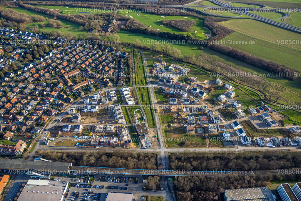 Duisburg230100119Angerbogen | Luftbild, Baugebiet Am Angerbogen, Neubaugebiet, Einfamilienhaus, Reihenhäuser, Neubauten,  Huckingen, Duisburg, Ruhrgebiet, Nordrhein-Westfalen, Deutschland