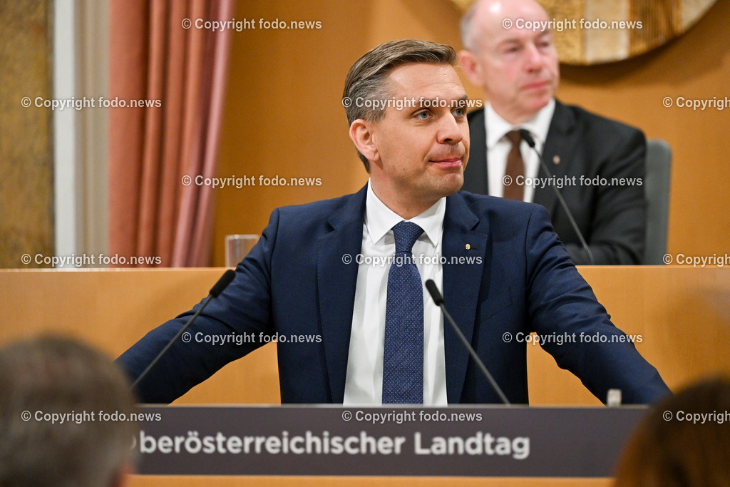 Landhaus Linz_ Promenade_ Landtagssitzung_ 07.03.2024-58 | 07.03.2024, Landhaus Linz AUT, Promenade, Landtagssitzung, im Bild LR Wolfgang Hattmannsdorfer (VP)