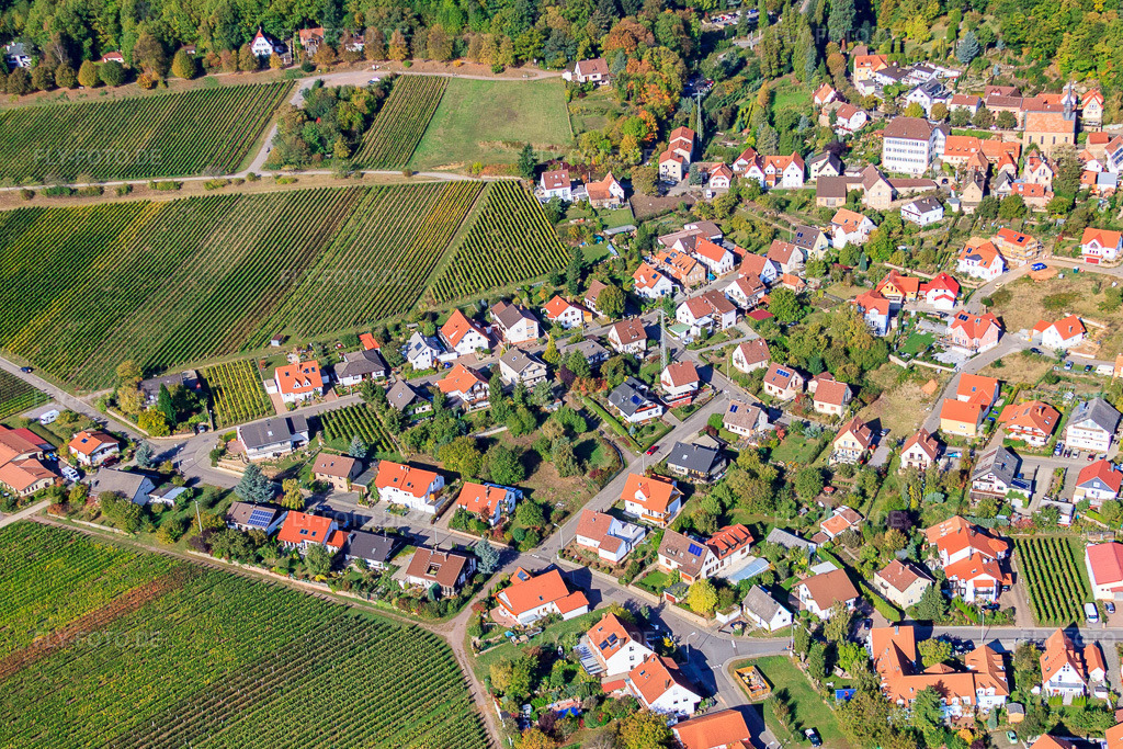 Luftbild: Hainbachtalstr in Gleisweiler im Bundesland Rheinland-Pfalz in Deutschland. Foto: IMG_22266.jpg vom 15.10.2009 durch Werner Riehm/FLY-FOTO.de