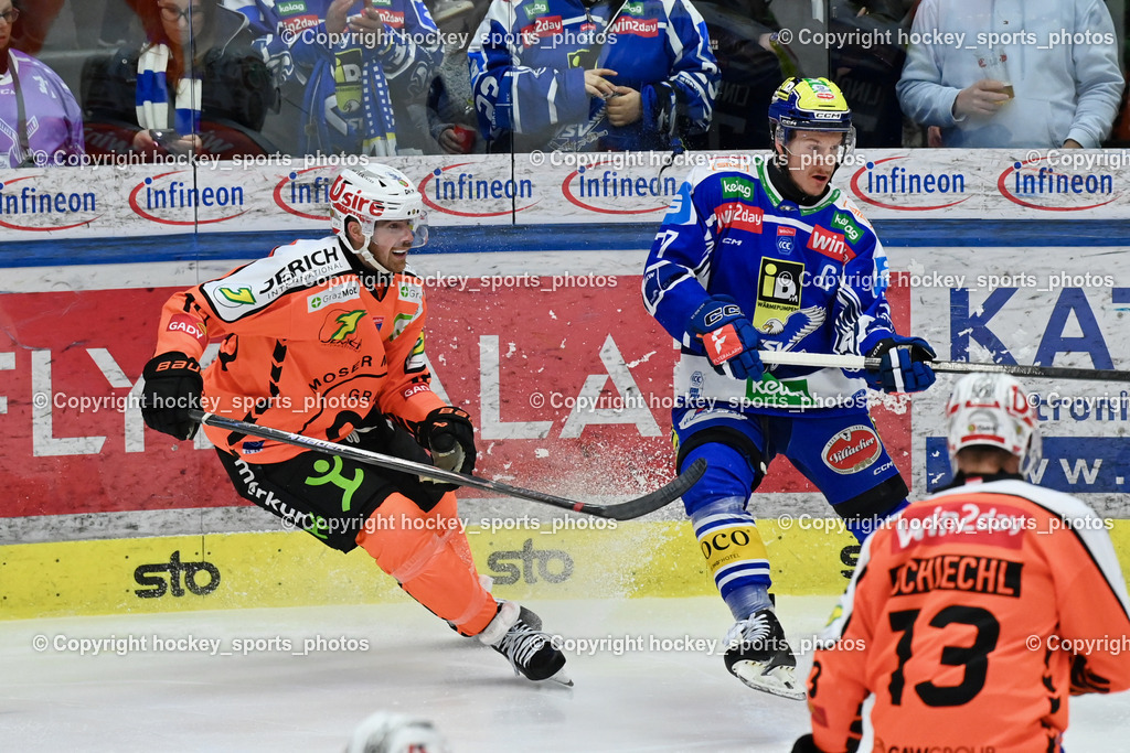 EC IDM WÄRMEPUMPEN VSV vs. MOSER MEDICAL GRAZ99ERS | #10 Chris Collins Graz 99ers, #77 Philipp Lindner EC VSV, EC IDM WÄRMEPUMPEN VSV vs. MOSER MEDICAL GRAZ99ERS, EC IDM WÄRMEPUMPEN VSV vs. MOSER MEDICAL GRAZ99ERS am 17.03.2026 in Villach (Stadthalle Villach), Austria, (Photo by Bernd Stefan)