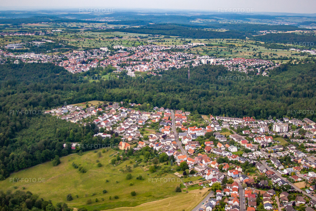 Luftbild: Hohberg-Straße im Ortsteil Etzenrot in Waldbronn im Bundesland Baden-Württemberg in Deutschland. Foto: IMG_66745.jpg vom 07.06.2014 durch Werner Riehm/FLY-FOTO.de