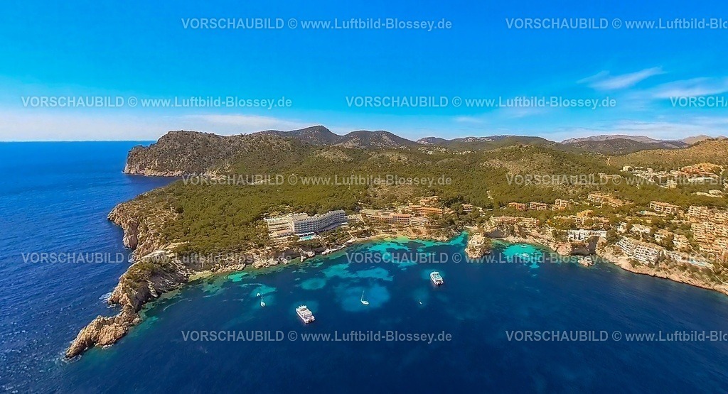 Mallorca230400154Insta002CalaFornells | Luftbild, Hotels am Strand Cala Fornells, Playas de Paguera, Peguera, CalviaÂ , Balearen, Mallorca, Balearische Inseln, Spanien