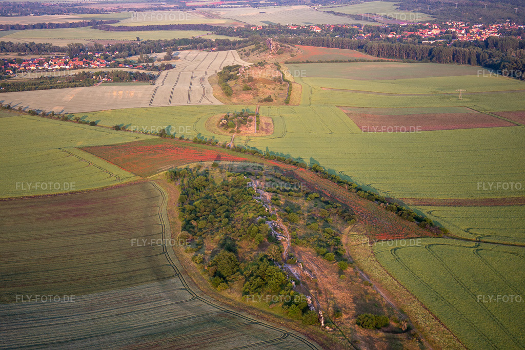 Luftbild: Warnstedter Teufelsmauer von Westen in Thale im Bundesland Sachsen-Anhalt in Deutschland. Foto: IMG_136542.jpg vom 17.06.2023 durch Werner Riehm/FLY-FOTO.de