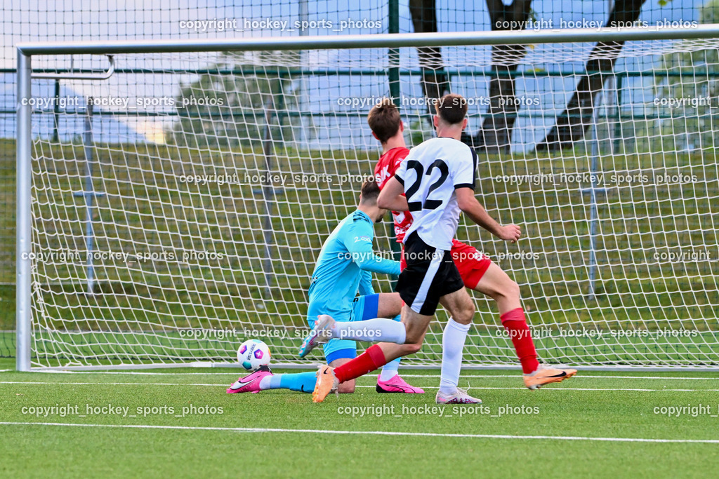 SV Spittal vs. SAK | #22 Max Steinthaler SV Spittal, #5 Jakob Geister SAK, #1 Kristijan Kondic SAK, Tor SV Spittal, SV Spittal vs. SAK, SV Spittal vs. SAK am 24.05.2024 in Spittal an der Drau (Goldeck Stadion), Austria, (Photo by Bernd Stefan)