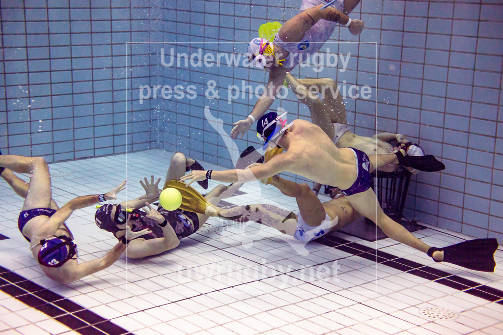 GER, USZ Zürich (Schweiz) vs. FIRS Folrenz (Italien) , Herren, ,Unterwasser-Rugby, Champions Cup 2024, 24.11.2024 | Robin Jahn (USZ Zürich, #14) passt zu seinem Mitspieler Elmar Loof (USZ Zürich, 21) - Realisiert mit Pictrs.com