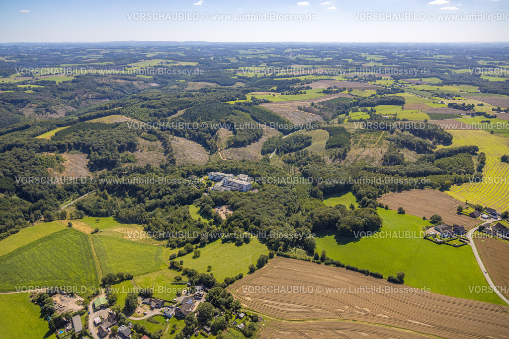 Ennepetal230801455 | Luftbild, Waldschäden und Kahlschlag, an der Holthauser Talstraße, Klinik Königsfeld, Windgarten, Ennepetal, Ruhrgebiet, Nordrhein-Westfalen, Deutschland