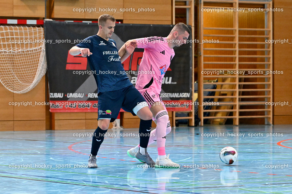 Carinthia Flamengo Futsal Club vs. LPSV-K | #17 Sifet Lidan LPSV-K, #24 Zoran Vukovic Carinthia Flamengo, Carinthia Flamengo Futsal Club vs. LPSV-K, Carinthia Flamengo Futsal Club vs. LPSV-K am 03.11.2024 in Klagenfurt (Ballspielhalle Viktring), Austria, (Photo by Bernd Stefan)