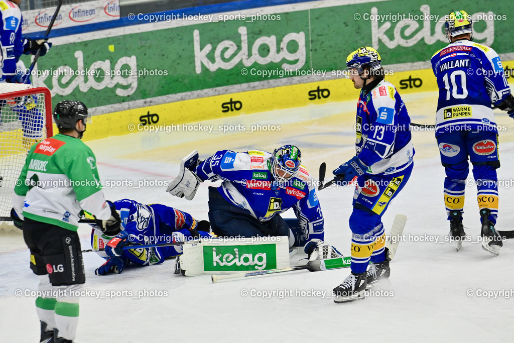EC IDM WÄRMEPUMPEN VSV vs. Olimpija Ljubljana | #8 Marcel Mahkovec Olimpija Ljubljana, #35 Joe Cannata EC VSV, #13 Adam Helewka EC VSV, #10 Thomas Vallant EC VSV, #71 Steven Strong EC VSV, EC IDM WÄRMEPUMPEN VSV vs. Olimpija Ljubljana, EC IDM WÄRMEPUMPEN VSV vs. Olimpija Ljubljana am 01.02.2026 in Villach (Stadthalle Villach), Austria, (Photo by Bernd Stefan)