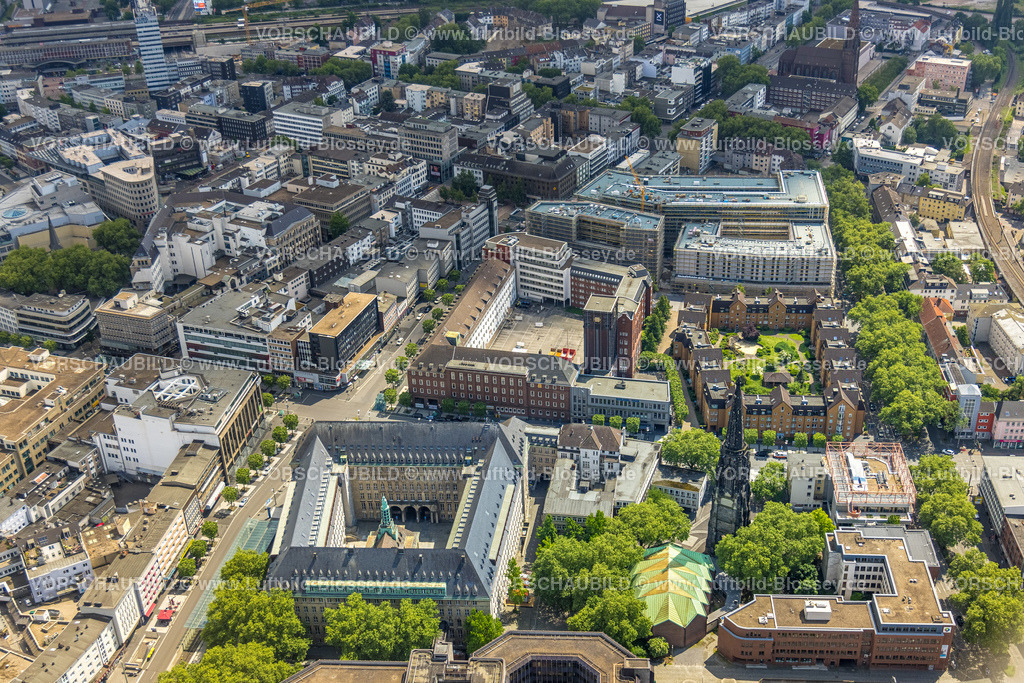 Bochum220503346 | Luftbild, Innenstadt mit Rathaus und Viktoria Karree, Gleisdreieck, Bochum, Ruhrgebiet, Nordrhein-Westfalen, Deutschland