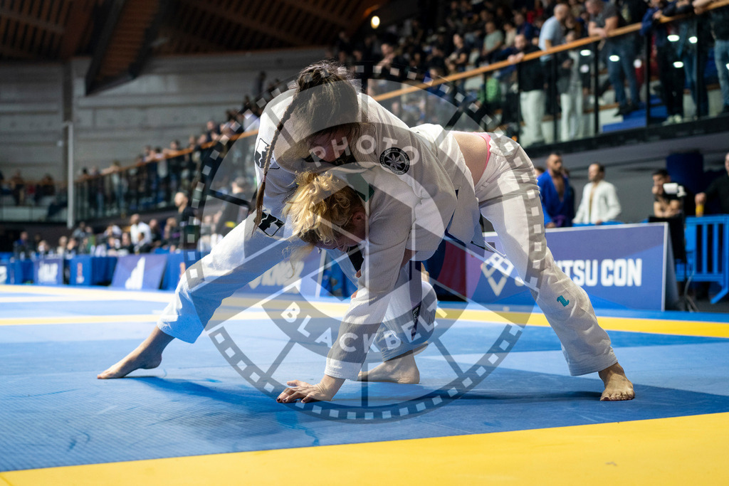 20240125PBB02018 | Fighters compete during the sixth day of the Brazilian Jiu-jitsu European Championship of the IBJJF in Paris, France, on January 25, 2024.