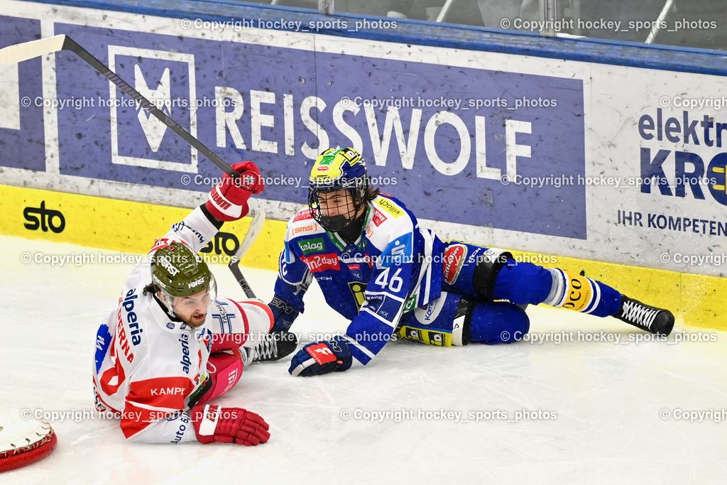 EC IDM Wärmepumpen VSV vs. HCB Südtirol Alperia | #90 Dylan Diperna HCB Südtirol Alperia, #46 Paul Sintschnig EC VSV, EC IDM Wärmepumpen VSV vs. HCB Südtirol Alperia, EC IDM Wärmepumpen VSV vs. HCB Südtirol Alperia am 28.12.2025 in Villach (Stadthalle Villach), Austria, (Photo by Bernd Stefan)