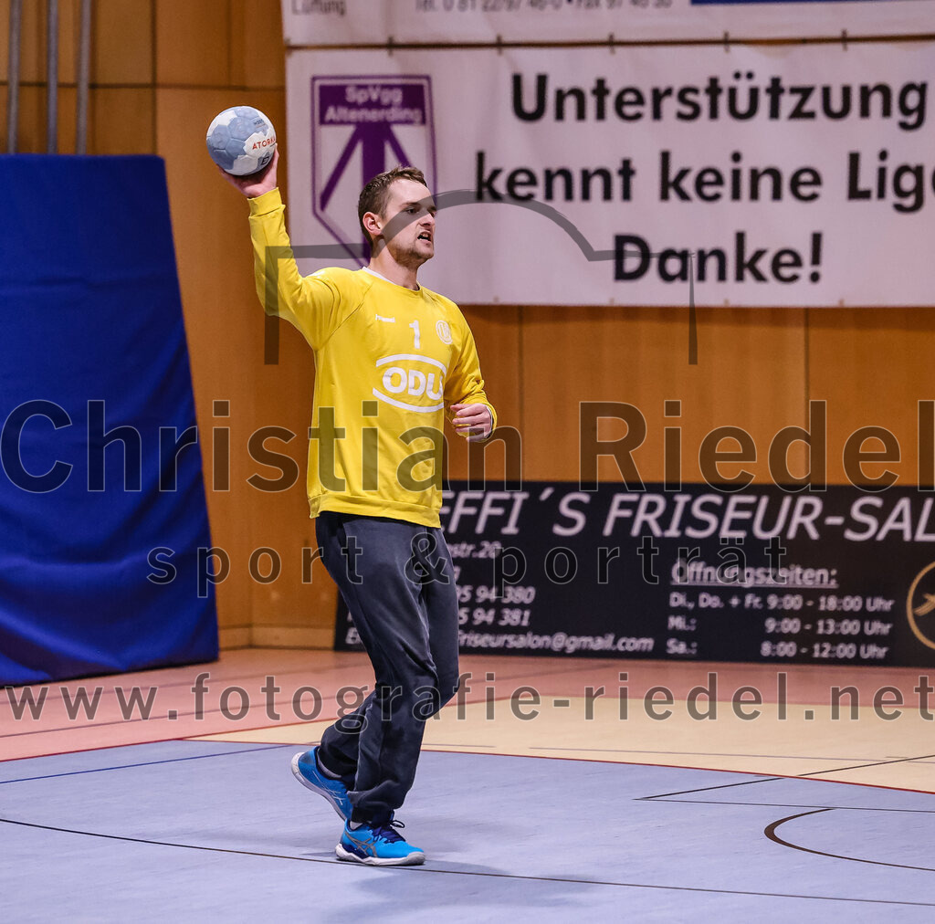 2024-11-09_102_SpVgg_Altenerding_gegen_TV_Altoetting | Erding, Deutschland, 09.11.2024:Handball, Bezirksoberliga Männer 2024 / 2025, 6. Spieltag, SpVgg Altenerding gegen TV Altötting, Endergebnis: 26:22Torwart Dominik Starflinger (TV Altötting, #1)Foto: Christian Riedel / fotografie-riedel.net