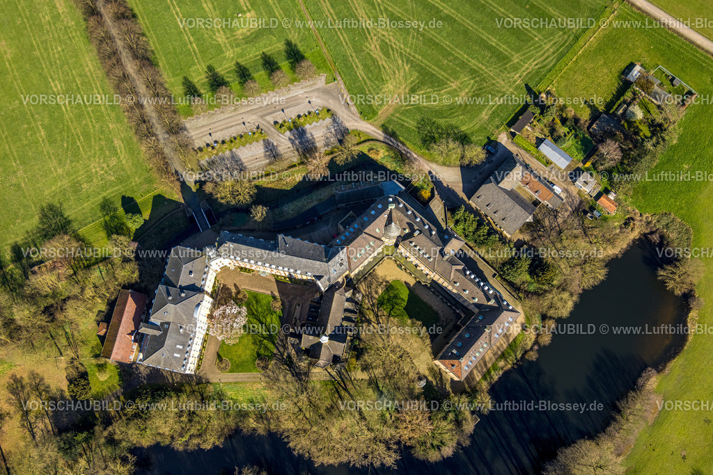 Rees240312792 | Luftbild, Klostergemeinschaft Haus Aspel mit Klosterkirche, Aspeler Meer und LSG Landschaftsschutzgebiet, Haldern, Rees, Nordrhein-Westfalen, Deutschland