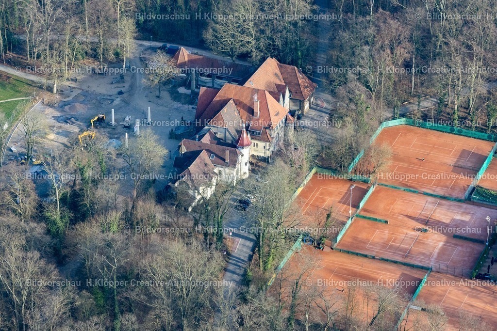 Luftbild Krefeld-8162 | Luftbildfotografie Gebäude der Freiluft- Gaststätte Stadtwaldhaus Krefeld an der Hüttenallee in Krefeld im Bundesland Nordrhein-Westfalen, Deutschland - Realisiert mit Pictrs.com