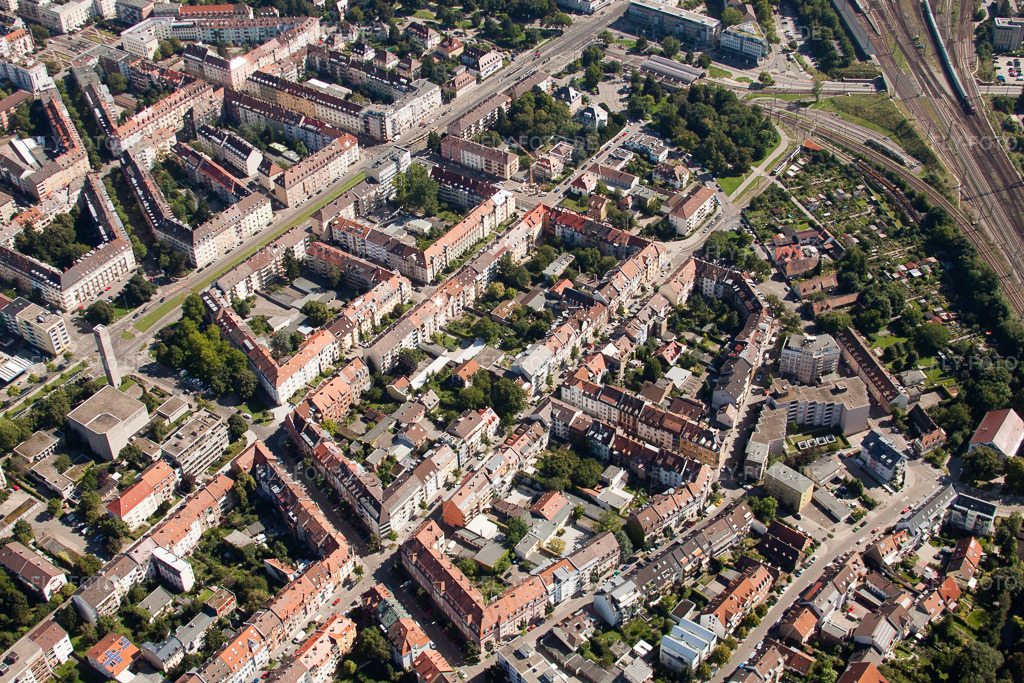 Luftbild: Marie-Alexandra-Straße im Ortsteil Beiertheim-Bulach in Karlsruhe im Bundesland Baden-Württemberg in Deutschland. Foto: IMG_31962.jpg vom 20.08.2010 durch Werner Riehm/FLY-FOTO.de