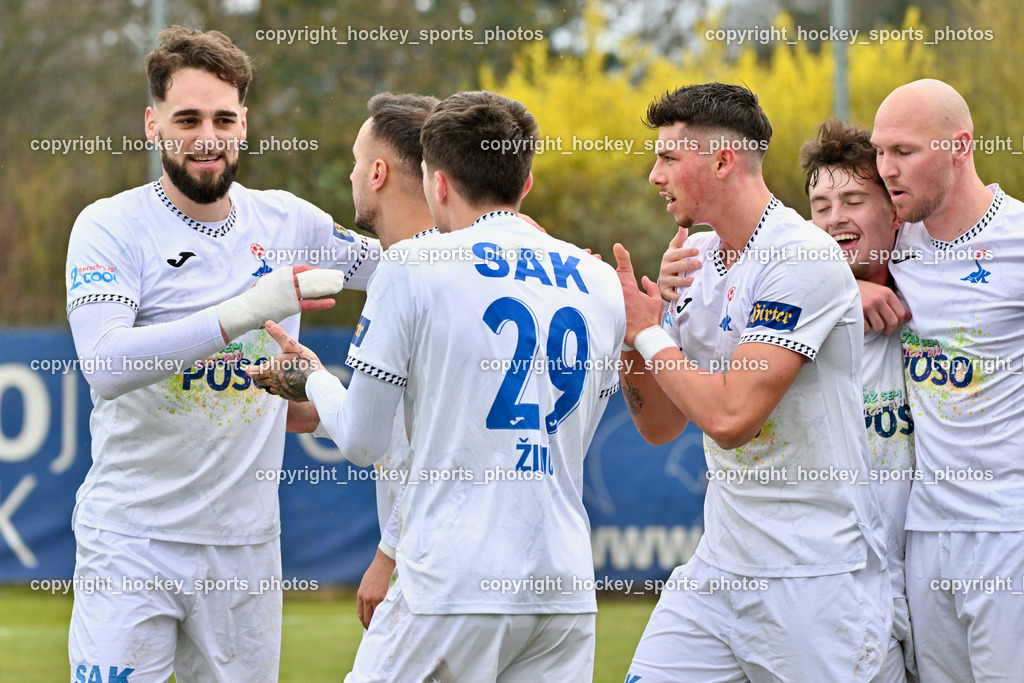 SAK vs. VST Völkermarkt | Jubel SAK Mannschaft, #29 Andraz Zinic SAK, #9 Sinan Samardzic SAK, #17 Timo Todor-Kostic SAK, #24 Jovan Koprivica SAK, #21 Zan Benedicic SAK, SAK vs. VST Völkermarkt, SAK vs. VST Völkermarkt am 21.03.2026 in Klagenfurt (Sportpark Welzenegg), Austria, (Photo by Bernd Stefan)