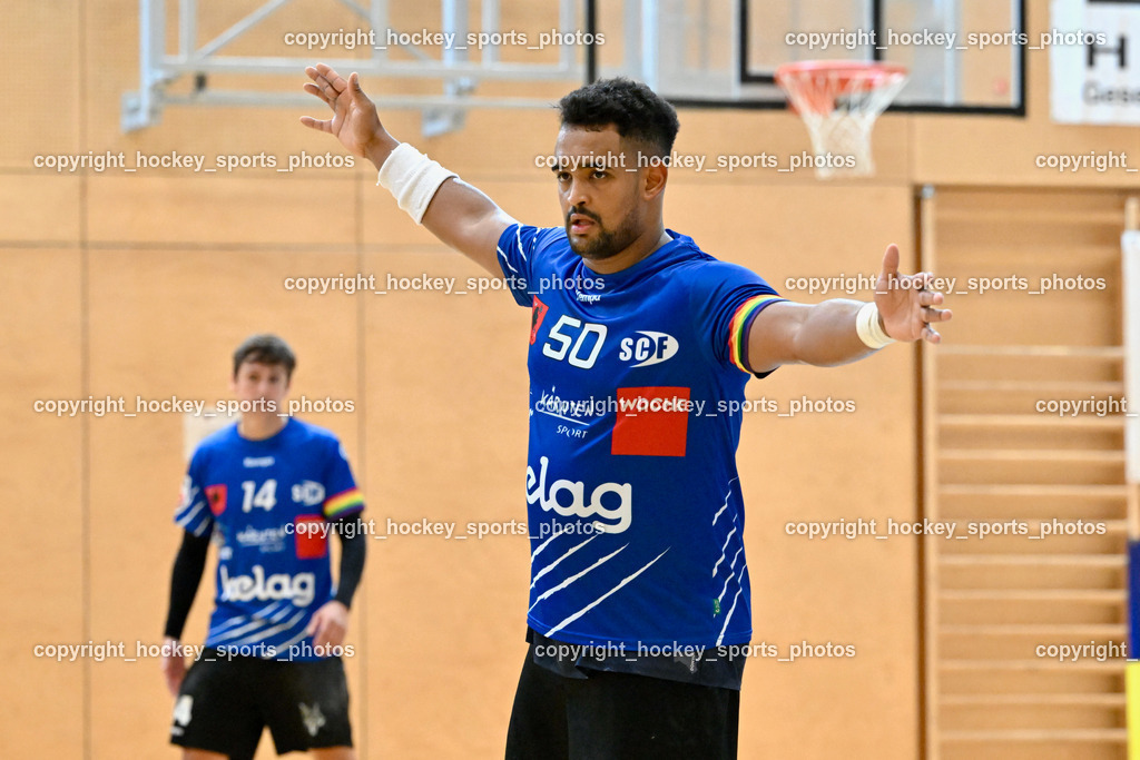 SC Ferlach vs. HC Linz AG 11.10.2023 | #50 GONZALEZ-MARTINEZ Adonis SC Ferlach, SC Ferlach vs. HC Linz AG 11.10.2023, SC Ferlach vs. HC Linz AG am 11.10.2023 in Ferlach (Ballspielhalle Ferlach), Austria, (Photo by Bernd Stefan)