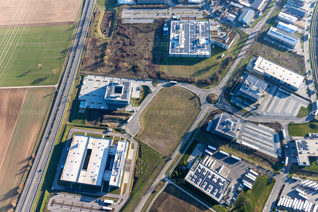 Luftbild: Industriegebiet Nord in Rülzheim im Bundesland Rheinland-Pfalz in Deutschland. Foto: IMG_125628.jpg vom 21.02.2021 durch Werner Riehm/FLY-FOTO.de