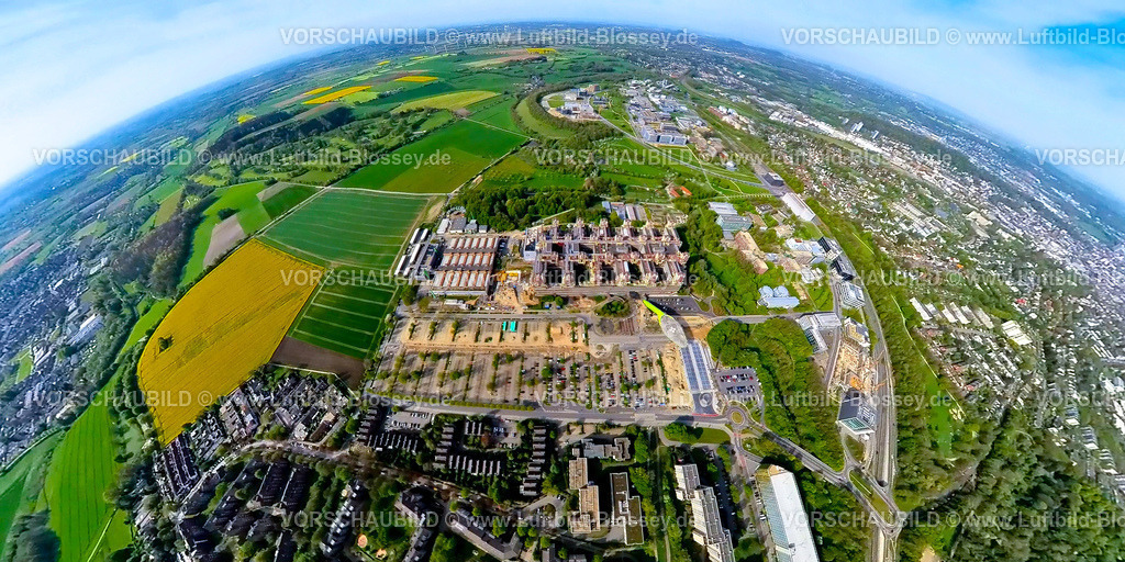 Aachen240490057RWTH-AachenUniversitaetsKlinik | Luftbild, Rheinisch-Westfälische Technische Hochschule Aachen, Universität RWTH Campus Melaten Süd, Universitätsklinik, wissenschaftlicher Forschungsstandort, Pauwelsstraße, Erdkugel, Fisheye Aufnahme, Fischaugen Aufnahme, 360 Grad Aufnahme, tiny world, little planet, fisheye Bild, Vaalserquartier, Aachen, Niederrhein, Nordrhein-Westfalen, Deutschland