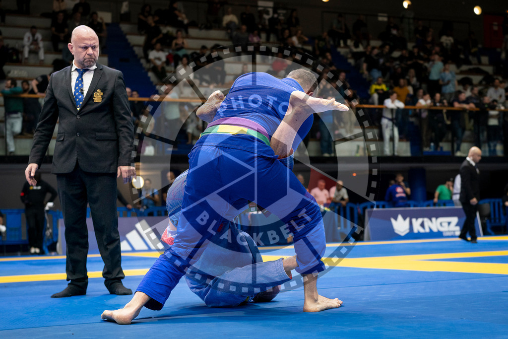 20240125PBB02304 | Fighters compete during the sixth day of the Brazilian Jiu-jitsu European Championship of the IBJJF in Paris, France, on January 25, 2024.