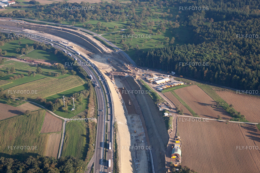 Mutschelbach, Baustelle A8 | Luftbild: Mutschelbach, Baustelle A8 im Ortsteil Untermutschelbach in Karlsbad im Bundesland Baden-Württemberg in Deutschland. Foto: IMG_59826.jpg vom 24.09.2013 durch Werner Riehm/FLY-FOTO.de - Realisiert mit Pictrs.com