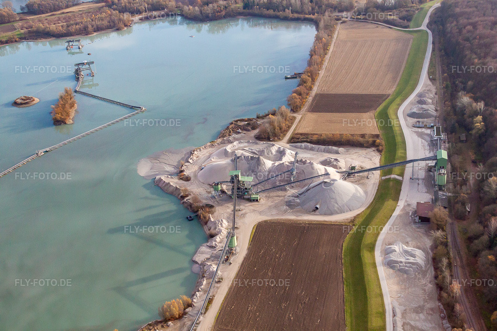 Luftbild: Kieswerk der WOLFF & MÜLLER Quarzsande GmbH Werk Hagenbach in Hagenbach im Bundesland Rheinland-Pfalz in Deutschland. Foto: IMG_22802.jpg vom 21.11.2009 durch Werner Riehm/FLY-FOTO.deWM-QUARZSANDE.DE