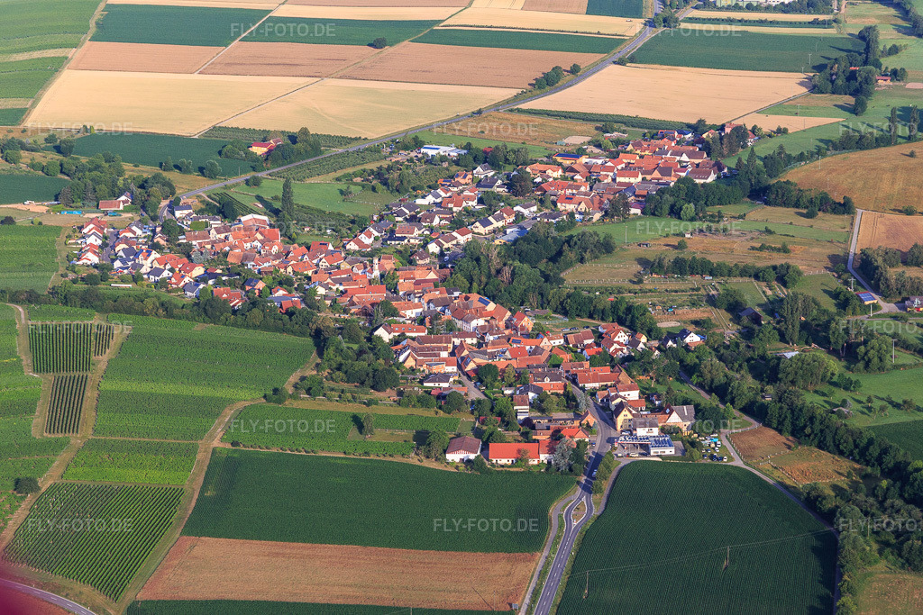 Luftbild: Ortsansicht von Osten in Oberhausen im Bundesland Rheinland-Pfalz in Deutschland. Foto: IMG_120991.jpg vom 04.07.2020 durch Werner Riehm/FLY-FOTO.de