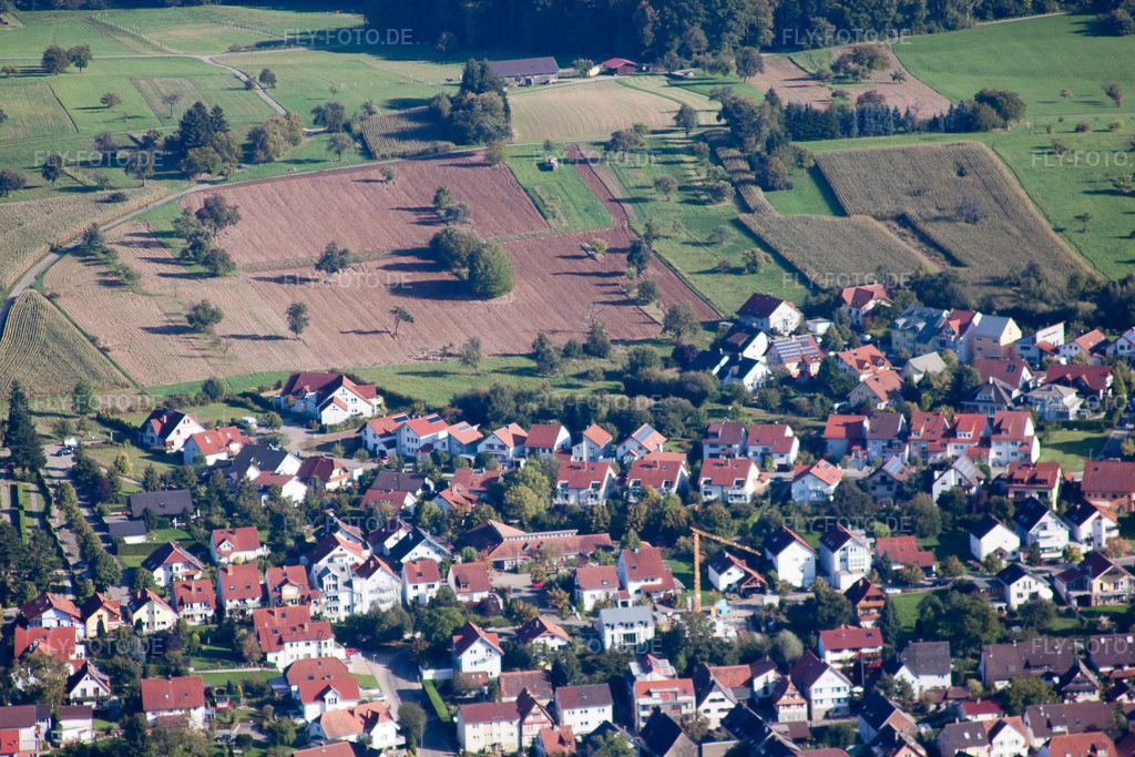 Luftbild: Langensteinbach, Mozartstr im Ortsteil Langensteinbach in Karlsbad im Bundesland Baden-Württemberg in Deutschland. Foto: IMG_45099.jpg vom 21.09.2011 durch Werner Riehm/FLY-FOTO.de