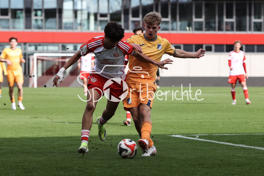 FC Bayern München U19 - TSG 1899 Hoffenheim U19 | Adin LICINA (FCB #7) im Duell mit Hennes BEHRENS (TSG #3) / Zweikampf