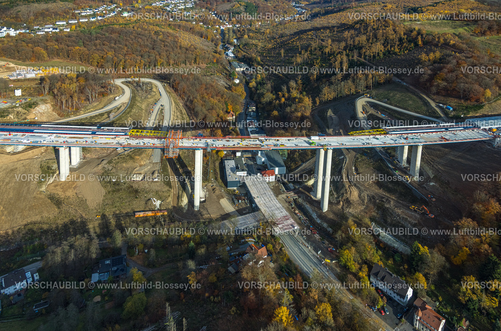 Luedenscheid251102214_A45 | Luftbild, Großbaustelle der Rahmedetalbrücke der Autobahn A.45, Brückenabriß und Ersatzbau, Gevelndorf, Lüdenscheid, Sauerland, Nordrhein-Westfalen, Deutschland