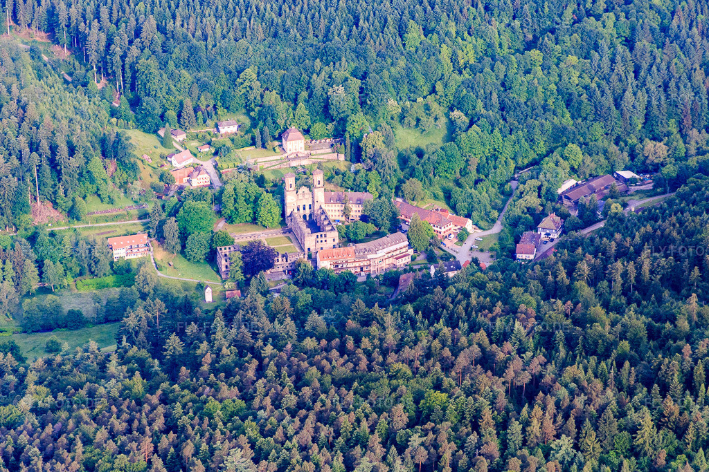 Luftbild: Klosterruine Frauenalb im Ortsteil Schielberg in Marxzell im Bundesland Baden-Württemberg in Deutschland. Foto: IMG_079736.jpg vom 31.05.2015 durch Werner Riehm/FLY-FOTO.deLink zu youtube
