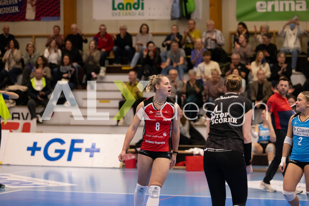 Volleyball I Frauen I Saison 2025-2026 I Volleyball NLA | Women I 1/2 Finals I  VC Kanti Schaffhausen - Sm'Aesch Pfeffingen I 18.03.2026 | 8 Lina-Marie Lieb (DE) (VC Kanti Schaffhausen) – Aussen - Realisiert mit Pictrs.com