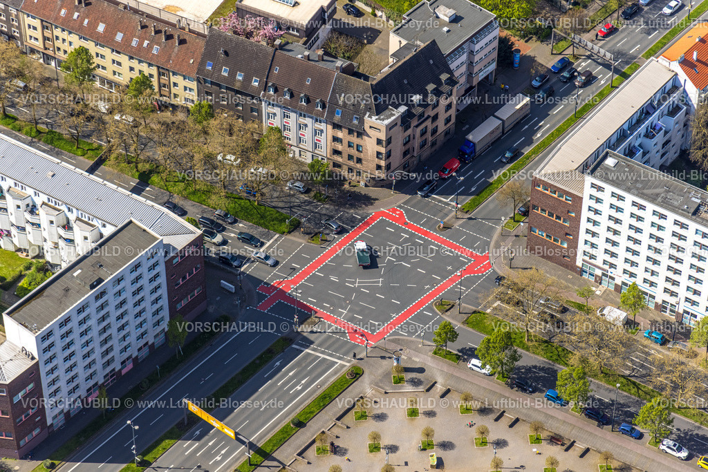 Dortmund230401268 | Luftbild, Straßenkreuzung mit roter Radwegmarkierung, Mallinckrodtstraße, Nordmarkt, Dortmund, Ruhrgebiet, Nordrhein-Westfalen, Deutschland
