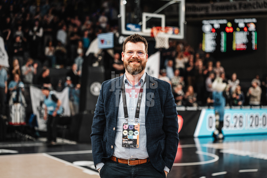 Basketball | Männer | Saison 2025/2026 | easyCredit Basketball Bundesliga | 13. Spieltag | Veolia Towers Hamburg vs. Rostock Seawolves | 22.04.2026 | Florian Eisebitt (Pressesprecher Veolia Towers Hamburg)